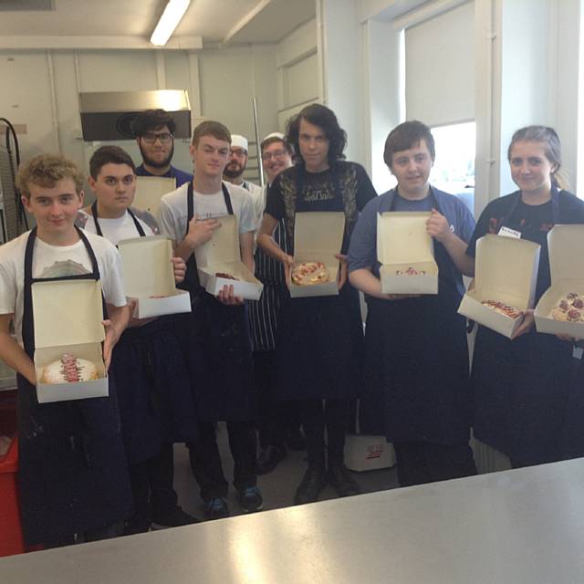 Soon-to-be Hopwood Hall College students with their finished Victoria sponges