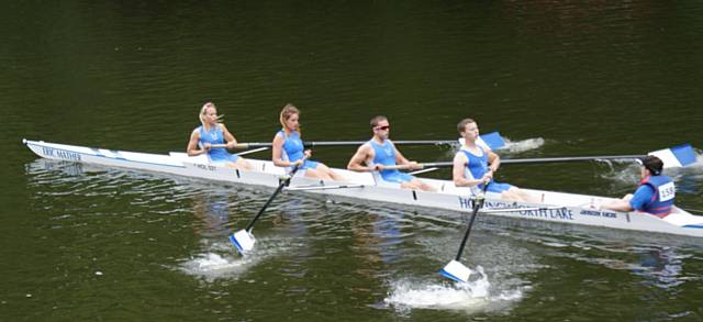 Leanna Daniels, Lucy Swithenbank, George Kershaw, Reece Handley and Nathan Scheider (cox)