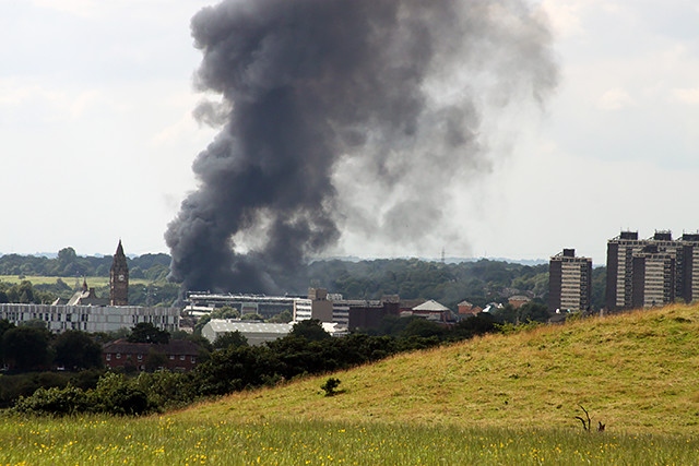 Fire on Corporation Road - as seen from Littleborough