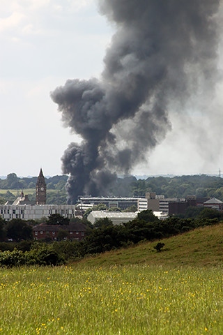 Fire on Corporation Road - as seen from Littleborough