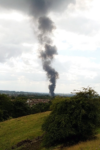 Fire on Corporation Road - as seen from Syke