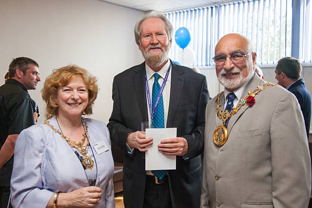 Mayoress Cecile Biant, Rochdale Training Chairman Bob Beetham and Mayor, Surinder Biant