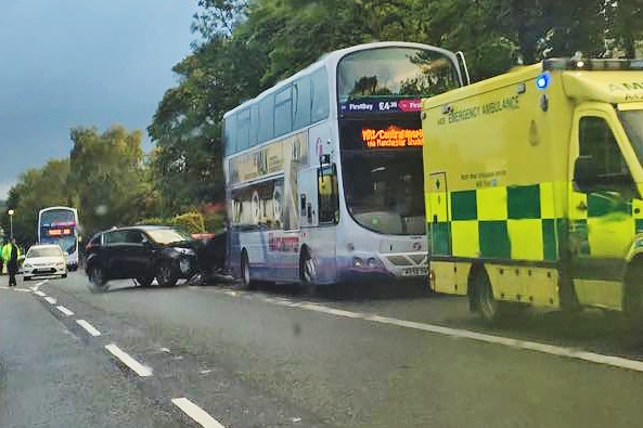 Car and bus collide in Middleton