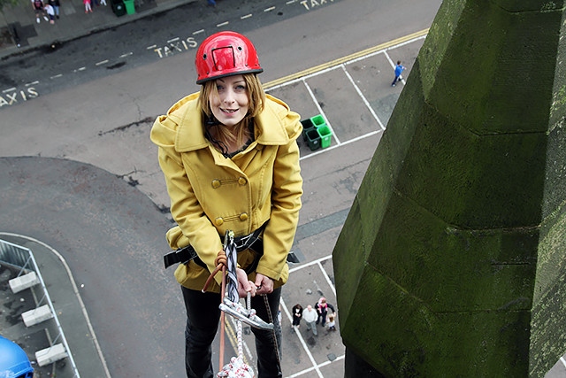 Liz Munday takes 190ft plunge from Town Hall clock tower