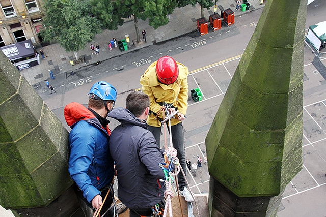 Liz Munday takes 190ft plunge from Town Hall clock tower