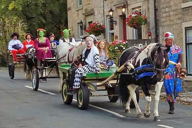 The group on their 12-mile fancy dress horse ride to raise funds for Molly Howarth