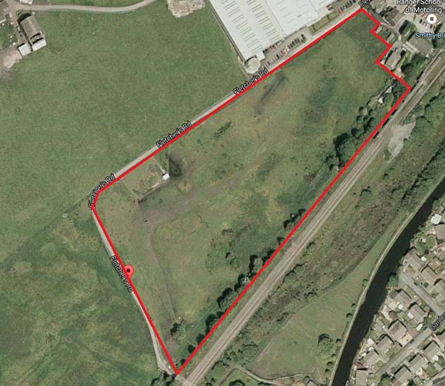 The proposed site for five detached houses to be built on a flood plain in Smithy Bridge.