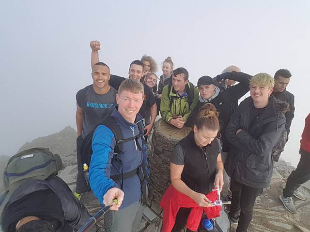 Hopwood Hall college students on The Pyg Trail to the summit of Snowdonia 