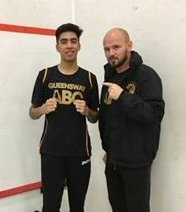 Danyal Mahmood with his coach John Finnerty from Queensway ABC