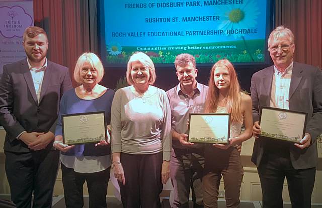 Members of the Rochdale Township in Bloom Steering Committee receive awards at the RHS ‘It’s Your Neighbourhood’ Awards 2016'