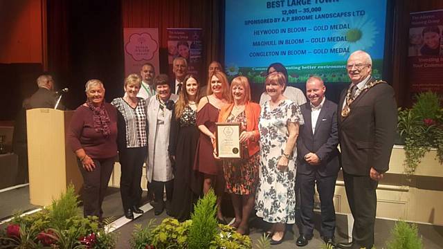 Heywood in Bloom members at this year’s RHS North West in Bloom Awards ceremony