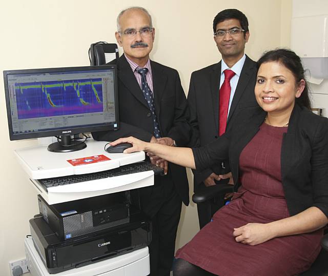 The official unit opening with Drs Radhakrishnan and Balakrishnan with senior GI physiologist Kumud Solanki