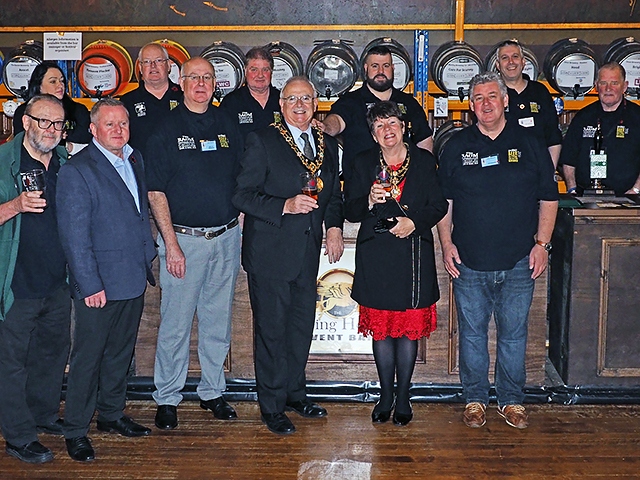 The Mayor and Mayoress with organisers at Rochdale Beer Festival