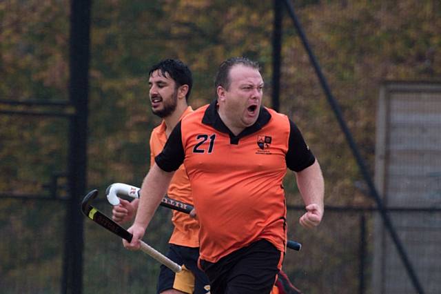 Captain Karl Wynn shows his delight after his strike to the back post gets converted