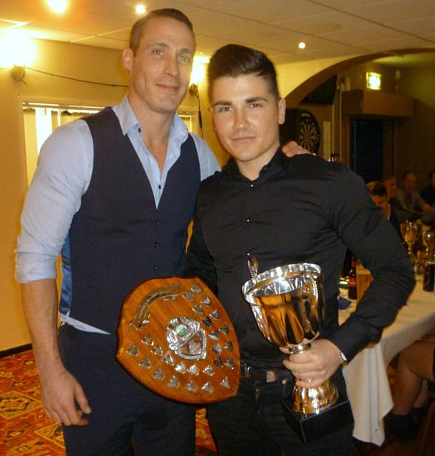 Simon Jones presented Ashley Gowers with the Asif Mujtaba Shield - Norden Cricket Club Annual Presentation Night