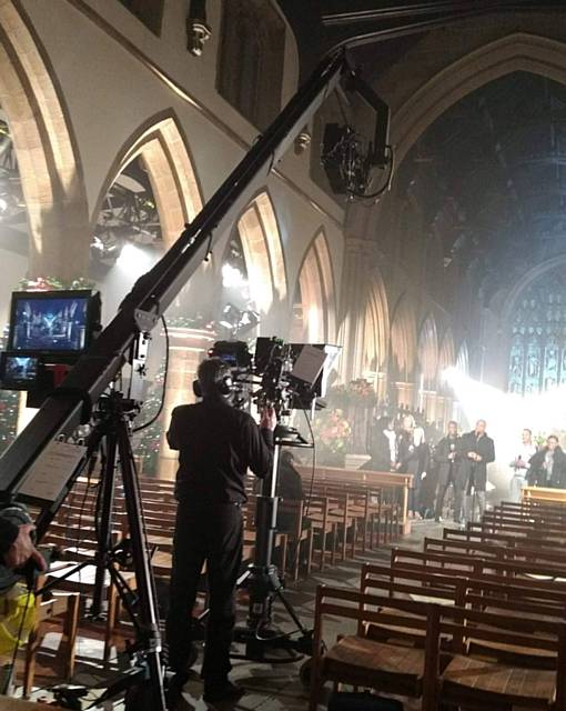 West End singer Shaun Escoffery rehearses at St Chads, Rochdale prior to ITV Carol Service filming