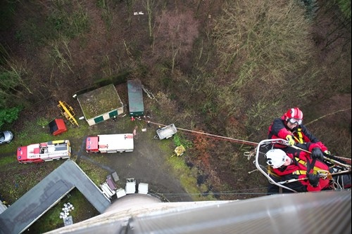 Daring Rope Rescue Training at the BT Tower in Heaton Park