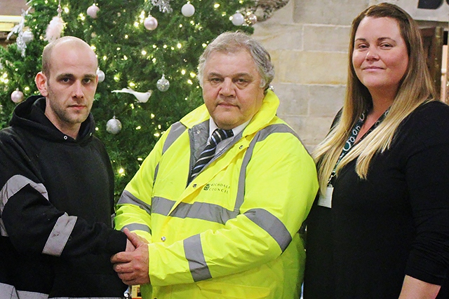 Chris Doleman, Bill Warwick and Councillor Donna Williams