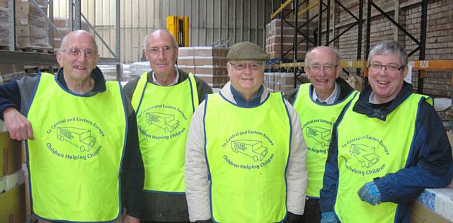 Rochdale Rotarians at main shoe box warehouse 