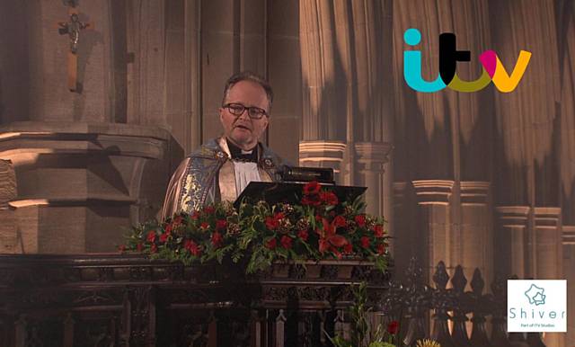 Rev Mark Coleman at St Chad’s Church for the ITV Christmas Eve Carol Service