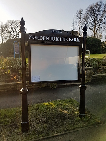 Heritage notice board at Jubilee Park, Norden