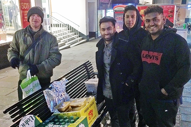 Staff from the Pavilion Indian Restaurant and Studio 2 Barbers have been out on the streets giving free food and haircuts