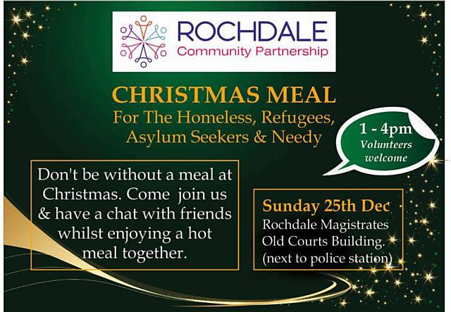 Christmas Day Meal, Sunday 25 December, 1.00pm – 4.00pm at the Old Courthouse, next to the police station