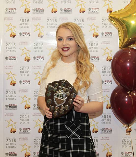 Rhia Burston Elwood, winner of the Paul Lowther Award for Achievement in Drama, Deputy Head Girl Prefect Award, an Attainment Award and an Endeavour Award