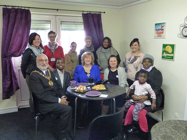 Mayor Surinder Biant and Mayoress Cecile Biant with staff, volunteers and families