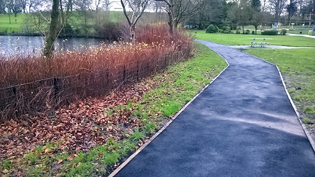 The new footpath around the medieval mere in Springfield Park