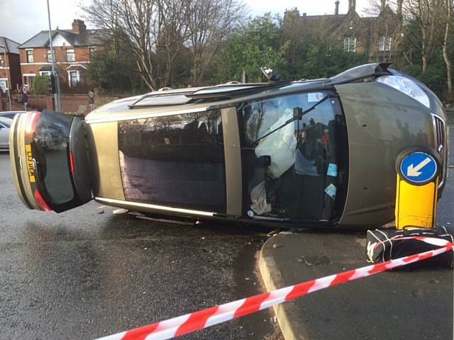 Two car collision at Manchester Road/New Barn Lane junction, Rochdale