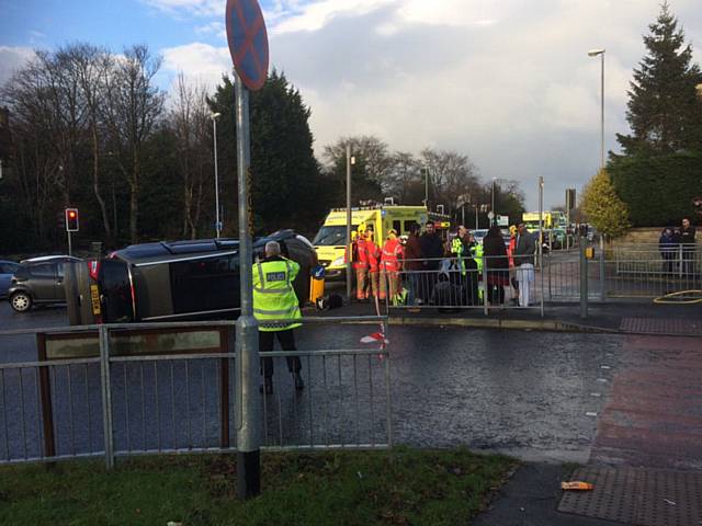 Two car collision at Manchester Road/New Barn Lane junction, Rochdale