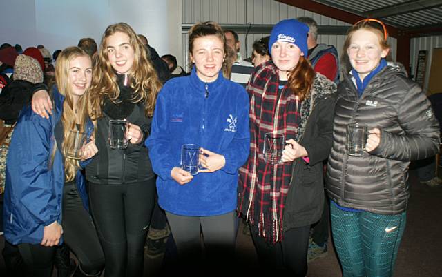 Lucy Lonergan, Harriet Jackson (cox), Sally Tisdall, Hannah Lowe, Molly Archbold - Winners Womens Novice Coxed Quad