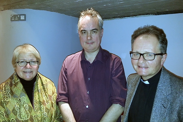 Wendy Cocks, Gareth Swarbrick and Rev Mark Coleman at the public meeting at Rochdale Pioneer’s Museum