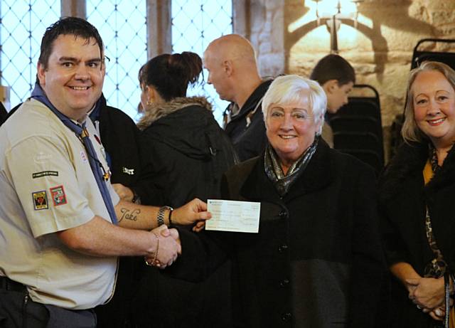 Explorer Scout leader Jonathan Gillibrand with the former Mayor of Rochdale Carol Wardle