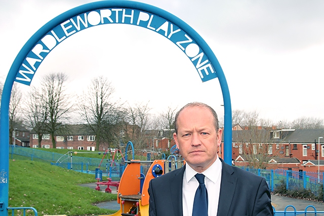 Simon Danczuk at the playground where Jalal Uddin was found