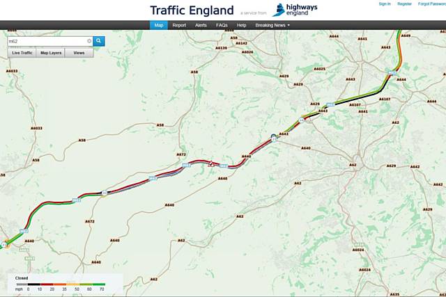 M62 westbound to remain closed M62 between J24 and J22, during this evening’s rush hour