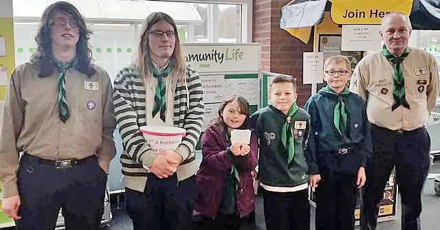 The 7th A Rochdale cubs, scouts and leaders charity bucket collection