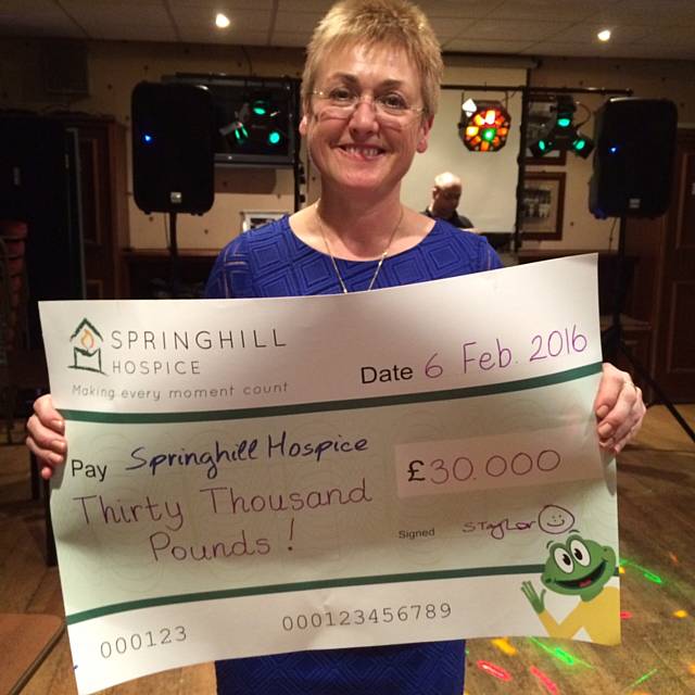 Sue Taylor raises £30,000 for Springhill Hospice