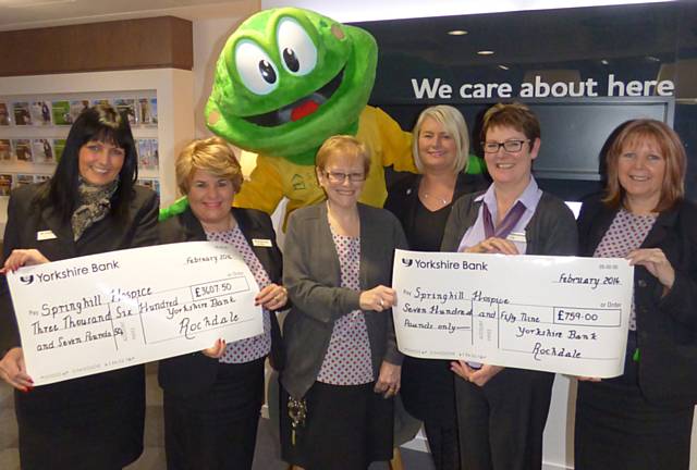 Yorkshire Bank, Rochdale Fundraising Team with two more cheques 