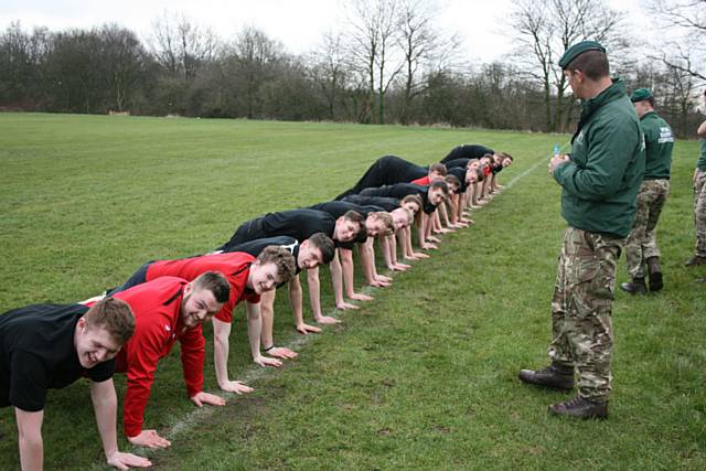 On your marks Hopwood Hall College students being put through their paces by the Marines