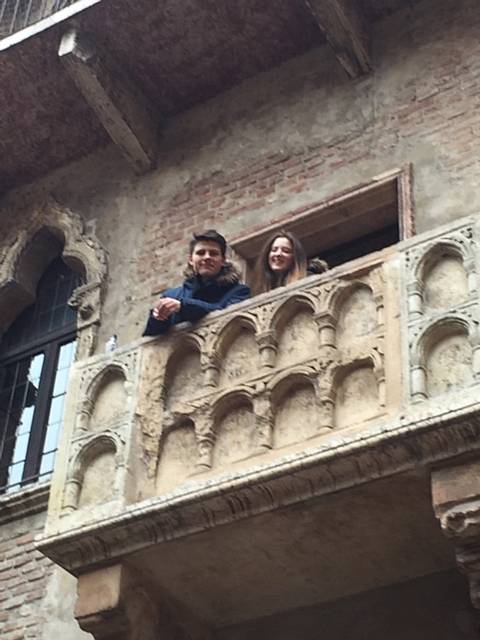 Romeo, Romeo, Whitworth Community High School students Cole Proctor and Imogen Landers on ‘Juliet’s’ balcony