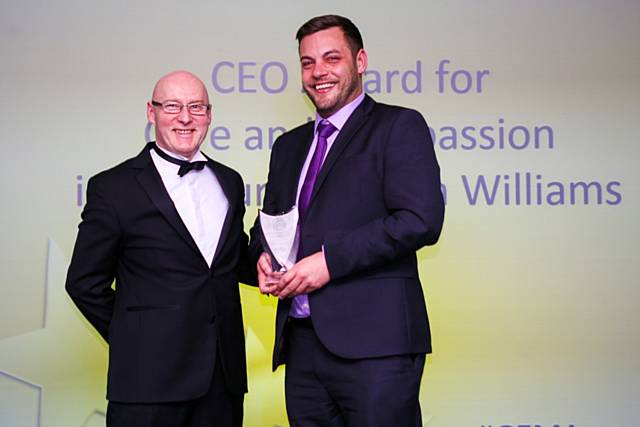 Dan Smith recipient of the Chief Executive’s Care and Compassion award with Bob Williams (CEO)