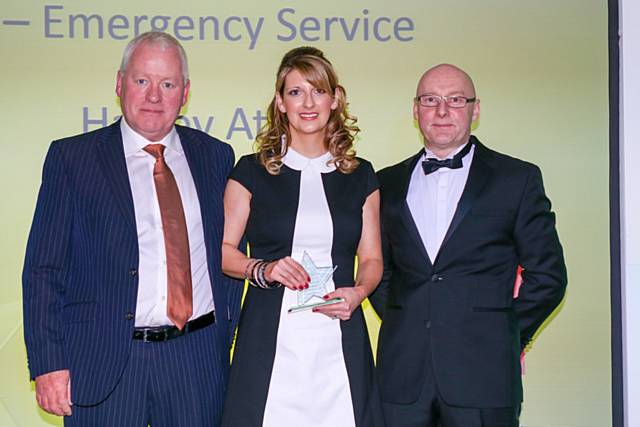 Frontline Staff Member of the Year Paramedic Emergency Service presented Paramedic Kate Mitten, with Tony Carlin (Physio Control) and Bob Williams (CEO)