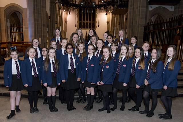 Students from Whitworth Community High School at the Rossendale Hospice Hearts and Voices Concert at Blackburn Cathedral
