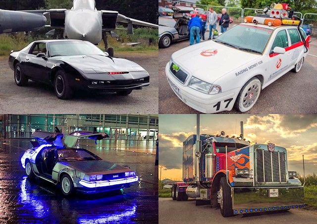 Kitt from Knight Rider, Ecto-Fun, Delorean from Back to the Future and Optimus Prime at Dale-Con, Saturday and Sunday the 18 and 19 June, Rochdale Town Hall