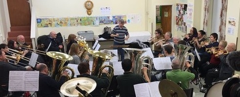 Andrew Baker, Musical Director, preparing Middleton Band for the Area Contest