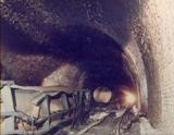 Derailed and fire damaged petrol tanker in Summit tunnel 12th December 1984