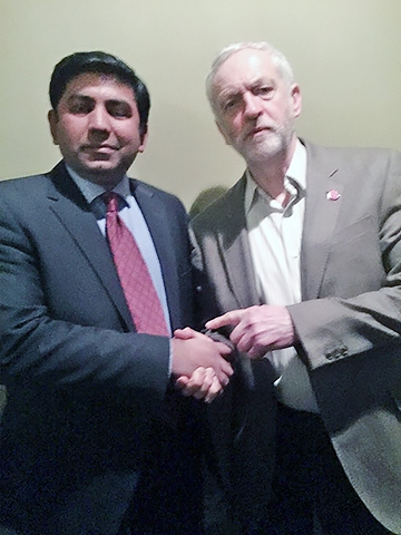 Councillor Aasim Rashid with Labour leader Jeremy Corbyn