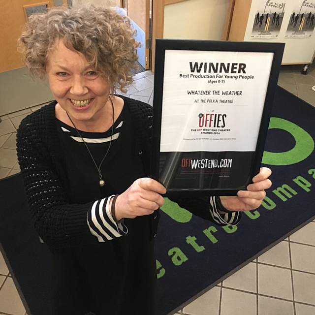 M6’s Artistic Director, Gilly Baskeyfield celebrates the Offies win 